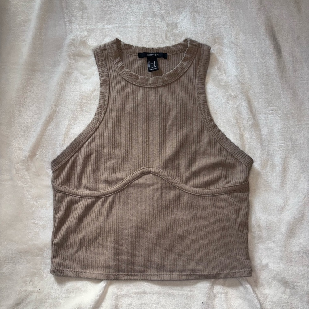 Forever 21 Beige Ribbed Crop Top